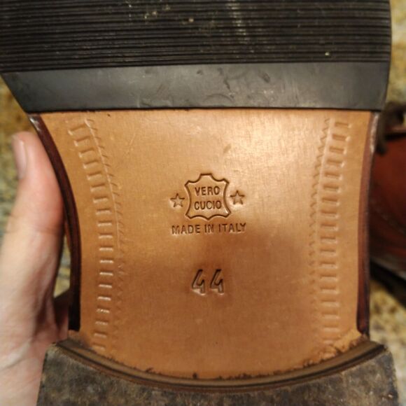 Nardi Brown Leather Derby Dress Shoes Lace Up Square Toe Made Italy Men 44 US 11 - Picture 12 of 13
